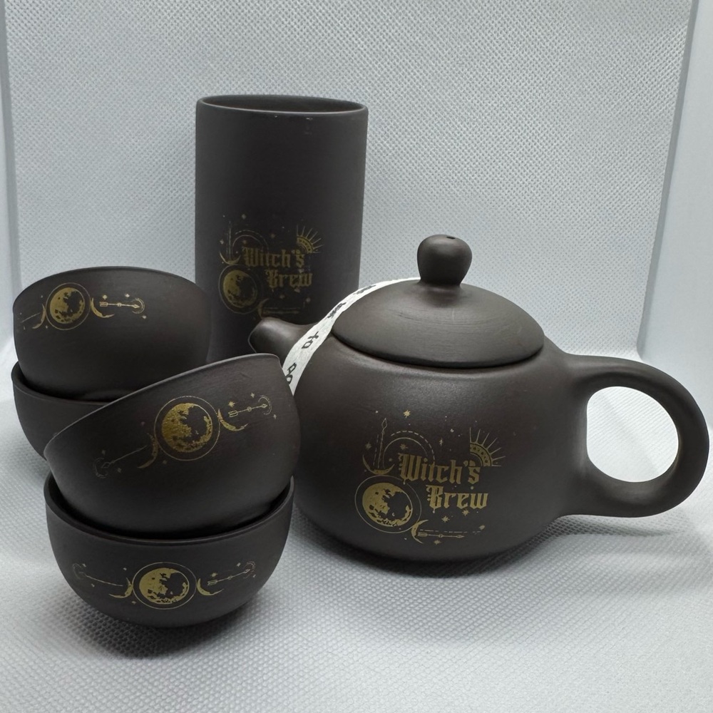 6-piece Yixing Purple Clay Witches Brew Warm Sake/Tea Service Set